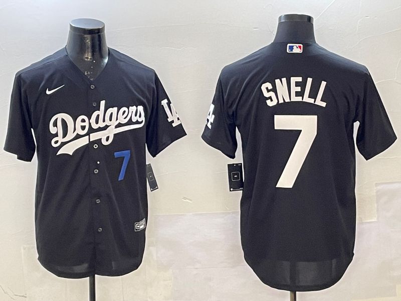 Men Los Angeles Dodgers #7 Snell Black Game 2025 Nike MLB Jersey style 2